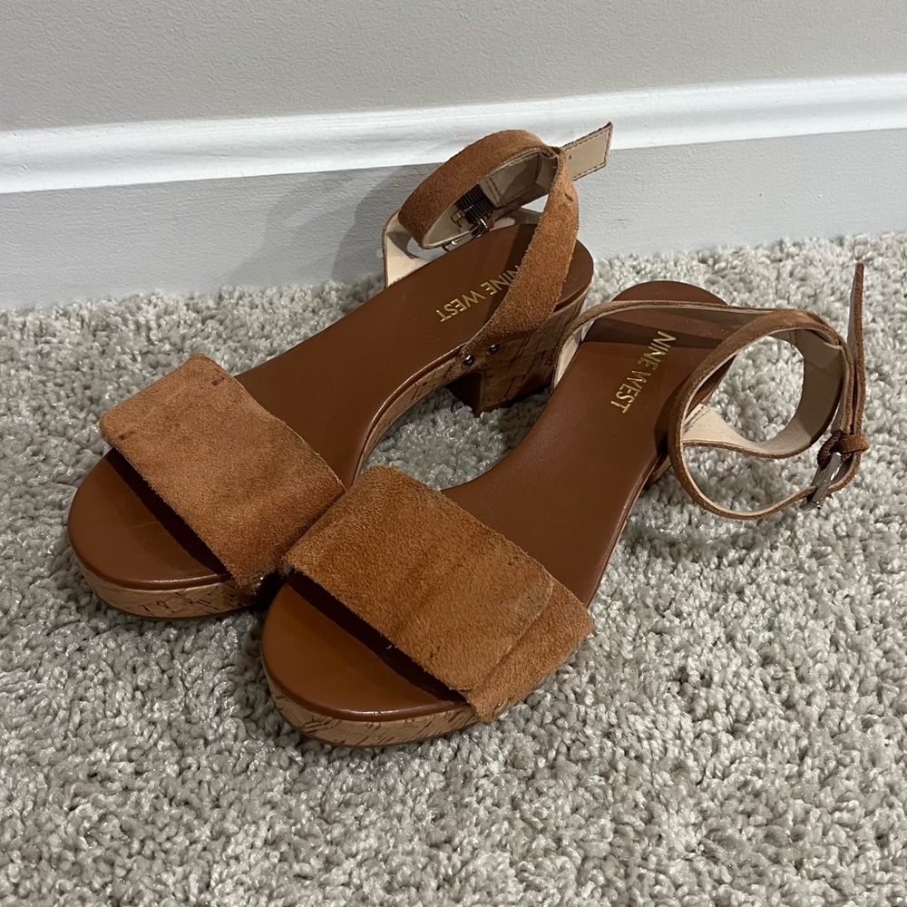 Nine West Tan Sandals with Ankle Strap